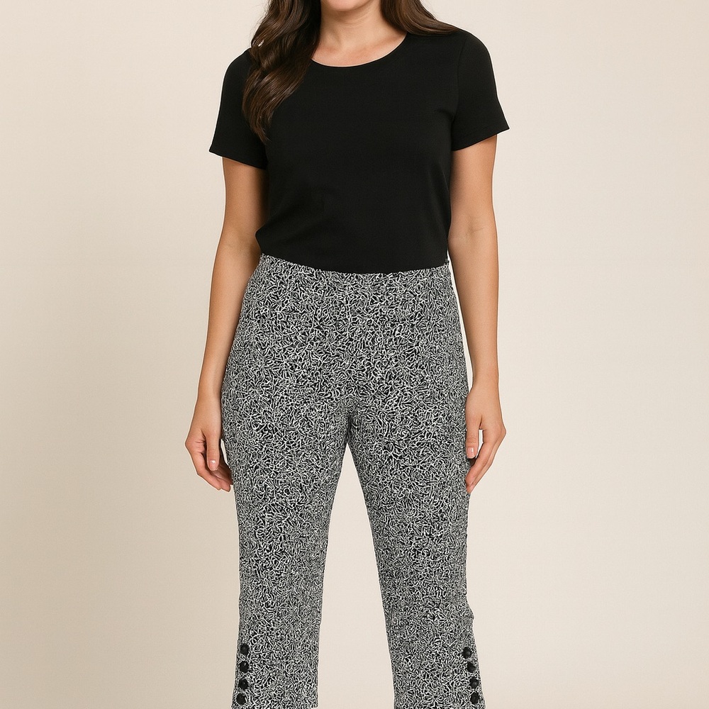 Petite Sophisticate Black and White Floral Pants - Picture 2 of 5